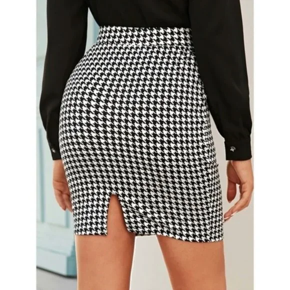 Womens houndstooth print pencil skirt size S - Picture 2 of 2